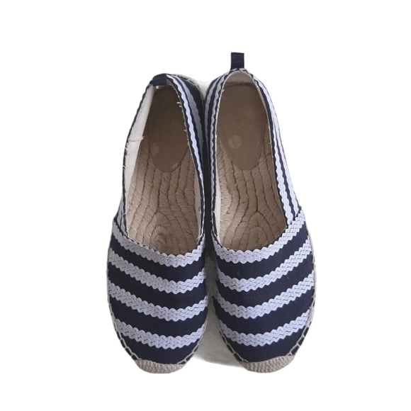 BODEN Violette Canvas Espadrilles UK Size 5 EU 38 Navy And Ivory Worn Once - Picture 7 of 10